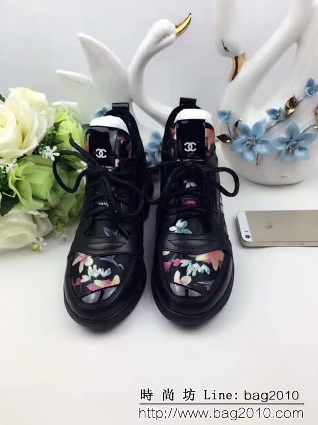 CHANEL香奈兒 最新款846 歐彈力布+牛皮 內增高女休閒鞋 QZS1450